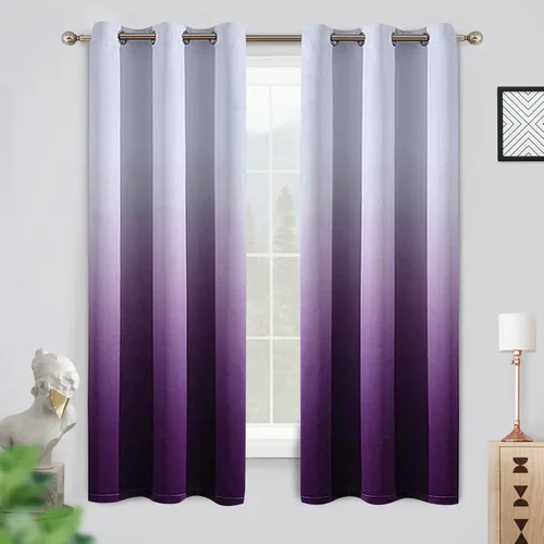 Miniatura 182 de COSVIYA Cortinas 100% Opacas Azul Degradado con Lazos Ajustables para Cocina Aislamiento Térmico Oscurecimiento de Habitación Cenefa con Bolsillo