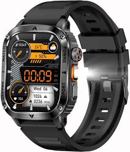 Yihou Relojes inteligentes para hombres, relojes militares, monitor de salud con monitor de frecuencia cardíaca, rastreador de sueño, reloj silicona