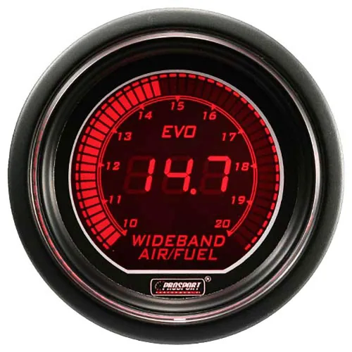 Miniatura 10 de Prosport Performance Medidor de relación de combustible aire de banda ancha Crystal Blue Series Lente ámbar/blanco transparente con puntero blanco
