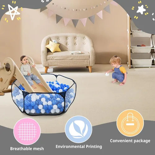 Miniatura 8 de STARBOLO Tienda de campaña para niños con pelotas, plegable para niños pequeños, piscina de pelotas, valla de gateo para interiores y exteriores