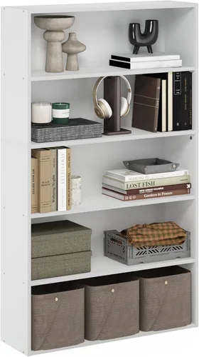 Miniatura 13 de Furinno Basic - Estantería de almacenamiento para librerías de 3 niveles, nogal oscuro
