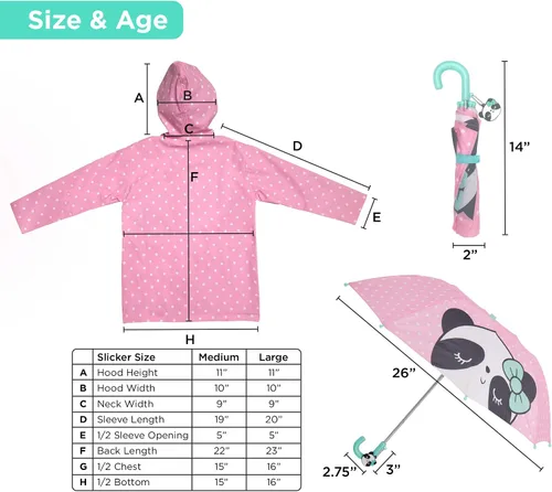 Miniatura 8 de Kids Umbrella for Girls and Boys & Rain Coats Set -Toddler Umbrellas Kids Raincoat Boys Girls Jacket (3-9 Years)