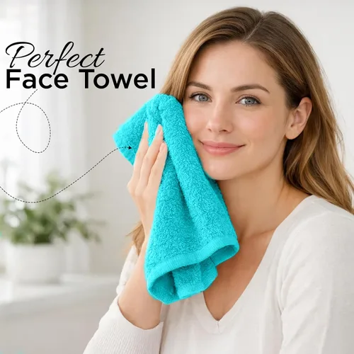 Miniatura 3 de DAN RIVER Paquete de 12 toallas faciales 100% algodón de alta calidad para baño, paños reutilizables para ducharse, 12 x 12 pulgadas, paños de lujo