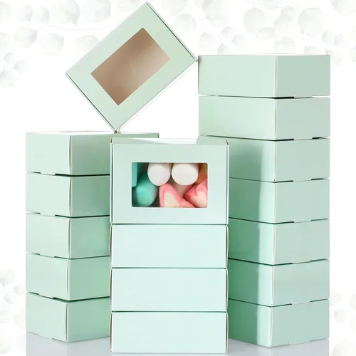 Miniatura 19 de Zonon 30 cajas de jabón para embalaje casero, mini cajas de papel kraft con ventana para panadería, dulces, jabón, embalaje de regalo
