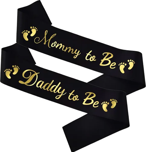 2 bandas para baby shower, regalos de fiesta de baby shower para mamá y papá, suministros de revelación de género, recuerdos de decoración, color