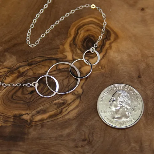 Miniatura 6 de EFYTAL Regalos de 40 cumpleaños para mujer, collar de cuatro círculos de plata de ley, regalo para cumpleaños de 40 años, ideas de regalos