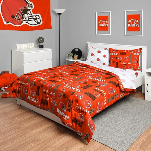 Miniatura 18 de FOCO Juego de ropa de cama unisex para adultos con logotipo del equipo de la NFL, sábanas y fundas de almohada, juego de ropa de cama de 5 piezas