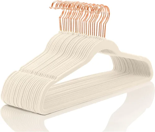 Miniatura 40 de MIZGI Perchas de Terciopelo Premium (Paquete de 50) Resistentes - Perchas de Fieltro Antideslizantes - Percha de Traje de Terciopelo Negro - Ganchos