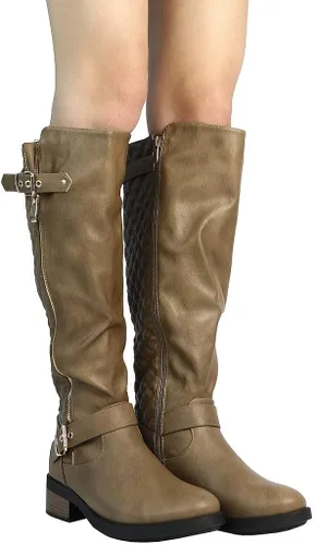 Miniatura 8 de DREAM PAIRS - Botas de montar de invierno para mujer, cómodas, hasta la rodilla y de pantorrilla ancha