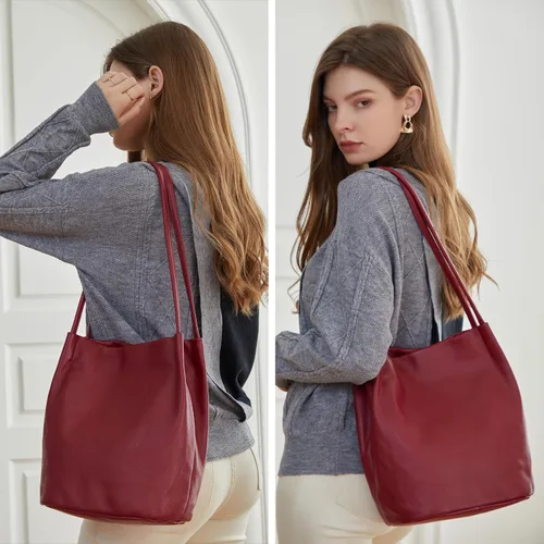 Miniatura 2 de Iswee - Bolsos de cuero genuino, diseño de hombro Hobo, bolsos para mujer