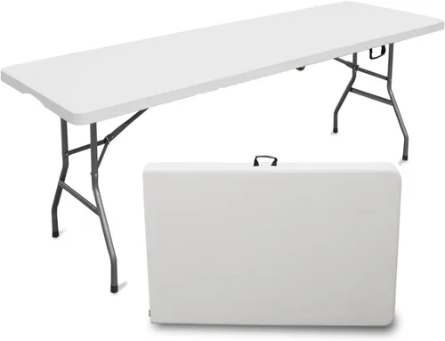 Miniatura 10 de Mesa plegable de 4 pies, mesa plegable resistente para exteriores, perfecta para camping, picnic, fiestas, mesa plegable duradera con fácil Blanco