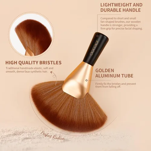 Miniatura 5 de docolor Cepillo de acabado en polvo, cepillo multiusos para rostro y cuerpo, cepillo de maquillaje profesional para uso en salones, perfecto