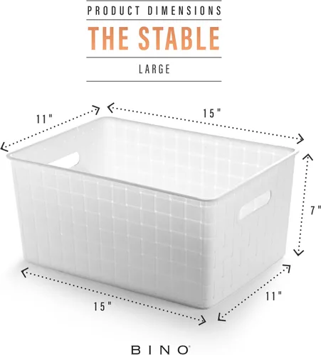 Miniatura 2 de BINO Cestas de almacenamiento de plástico grandes - blancas THE STABLE COLLECTION Almacenamiento multiusos Organizador de gabinete rectangular