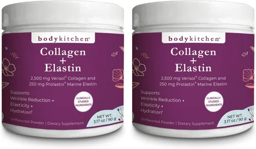 Miniatura 10 de Body Kitchen Péptidos de colágeno y elastina, 250 mg de elastina pura derivada de marina de Francia, suplemento de elastina para firmeza