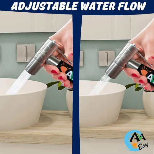 Miniatura 5 de Cabezal rociador de acero inoxidable con agarre térmico - Pulverizador de bidet con acabado cromado cepillado - Shattaf para pañales de tela