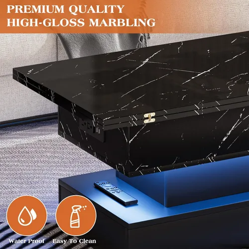 Miniatura 6 de SYESWAY Mesa de Centro Elevable de 39.4" con Estación de Carga, Mesa de Centro Multifuncional 4 en 1 con Almacenamiento y Compartimentos Ocultos