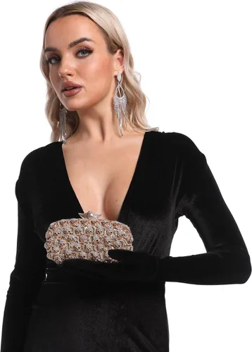Miniatura 7 de Boutique De FGG Bolso de mano de cristal de calavera para mujer, bolso de mano de noche con diamantes de imitación, para fiesta, graduación