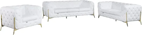 Miniatura 40 de Blackjack Furniture Modena - Moderno juego de sofá de 3 piezas de cuero italiano de grano superior, elegante diseño copetudo y patas de acero Beige