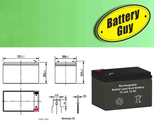 Miniatura 6 de BatteryGuy Rascal 8 baterías de repuesto 12V 12Ah SLA equivalente a la marca (Recargable), cantidad de 2