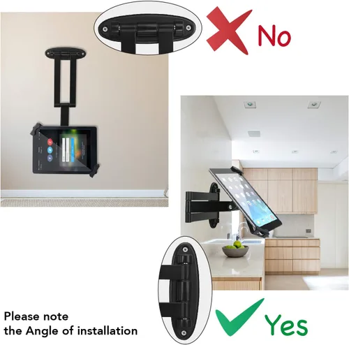Miniatura 7 de Soporte de pared para tableta, brazo giratorio ajustable, cerradura de seguridad antirrobo y llave, plegable, rotación 360°, negro