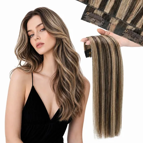 Miniatura 29 de Moresoo Genius - Extensiones de cabello humano real con clip, color negro azabache, invisibles, sin costuras, de trama de piel sintética