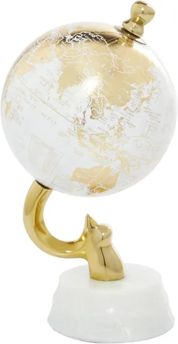 Miniatura 8 de Deco 79 Globo de aluminio con base de mármol, 5 "x 5" x 10 ", azul