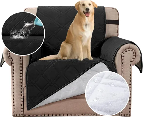 Miniatura 19 de H.VERSAILTEX Funda de sofá 100% impermeable, lavable, antideslizante, para 3 cojines, protector de muebles para mascotas, fundas de sofá