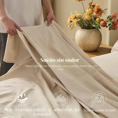 Miniatura 5 de MEISHANG Juego de sábanas de lino francés puro 100% tamaño King – Juego de sábanas de 4 piezas, lino de lino suave y duradero, antidesgarro