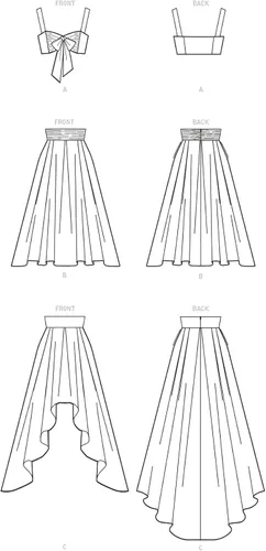 Miniatura 7 de McCall's M8152F5 - Kit de patrones de costura de falda plisada de cintura alta y top con lazo para mujer, código de diseño M8152, tallas 16-24