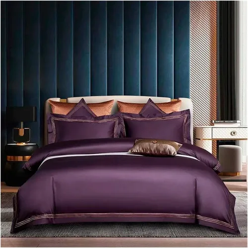 Miniatura 14 de Juego de ropa de cama de algodón egipcio de 1000 hilos, 4/6 piezas, tamaño doble, queen, king, bordado, funda de edredón, sábana, funda de almohada