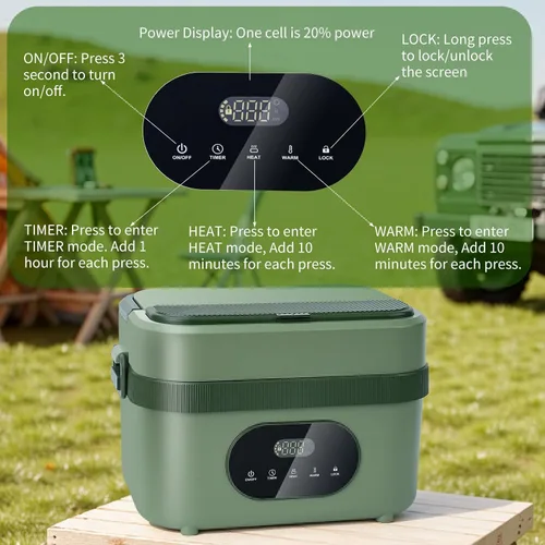 Miniatura 5 de MDHAND Lonchera térmica para hombres – Fiambrera eléctrica inalámbrica con batería de 18000 mAh para adultos trabajadores, viajeros, conductores
