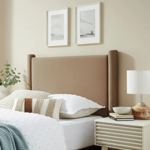 Miniatura 12 de Modway Rael - Cabecero tapizado para cama individual con pilares en Alabastro – Cabecero de terciopelo – Cabecero de terciopelo de terciopelo