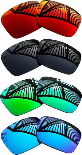4 pares de lentes de repuesto para gafas de sol Oakley Holbrook XXL OO9487 2.402 in - negro sólido+esmeralda+azul hielo+rojo fuego