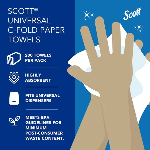 Miniatura 10 de Zama Scott toallas de papel C-Fold para dispensador, Kimberly-Clark cuidado de la salud SKU 1510, blanco, 10.125 x 13.15 pulgadas., Blanco, 2400