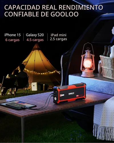Miniatura 3 de GOOLOO - Arrancador de automóvil de 12 V con corriente máxima de 4000 A, arrancador de litio seguro para motor a gasolina o diésel de hasta 2.6
