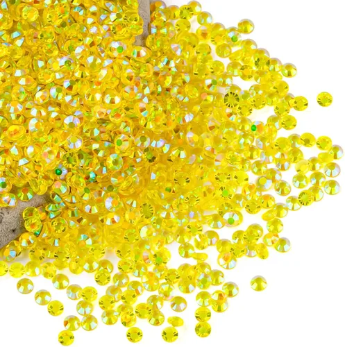 Miniatura 28 de Diamantes de imitación AB verdes a granel, 5000 piezas de diamantes de imitación de fondo plano redondos de gelatina AB sin fijación térmica, gemas