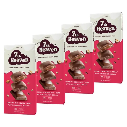 Miniatura 14 de 7th Heaven, Barras veganas de chocolate con leche de avena: crema de avellana (3.5 oz - paquete de 4), chocolate saludable, regalo perfecto de San