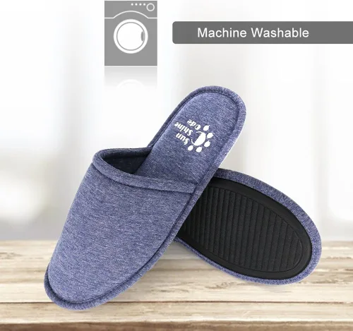 Miniatura 6 de Sunshine Code Pantuflas lavables de algodón de espuma viscoelástica con bolsa de viaje a juego para el hogar, hotel, spa, dormitorio
