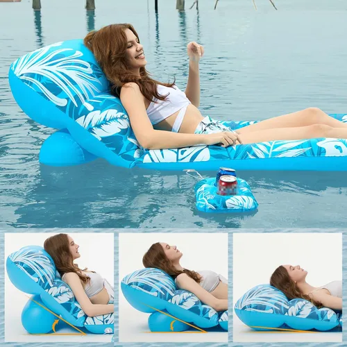 Miniatura 2 de Jasonwell Flotador Inflable para Piscina Adulto - Flotadores de Piscina Tumbona Flotadores Silla Flotante Balsa con Respaldo Ajustable Soporte