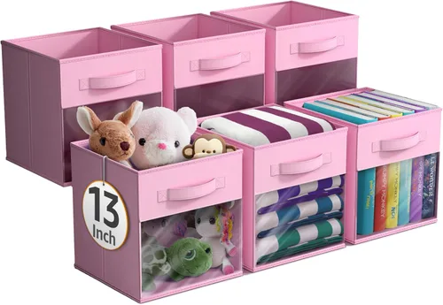 Miniatura 17 de Sorbus Contenedores de almacenamiento de 11 pulgadas con ventana transparente, 6 cestas plegables para organizar ropa, juguetes, libros, cubos