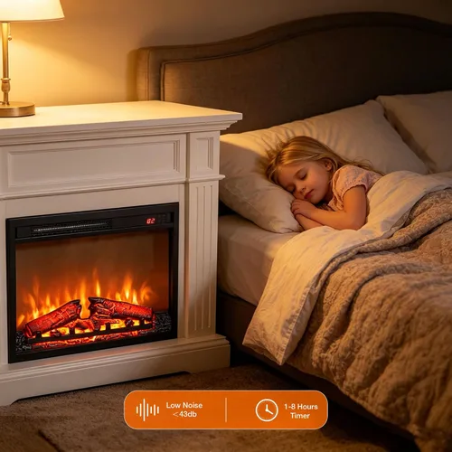 Miniatura 9 de Inserto de chimenea eléctrica de 23 pulgadas, calentador de chimenea eléctrico con control remoto/temporizador, brillo ajustable de 4 llamas