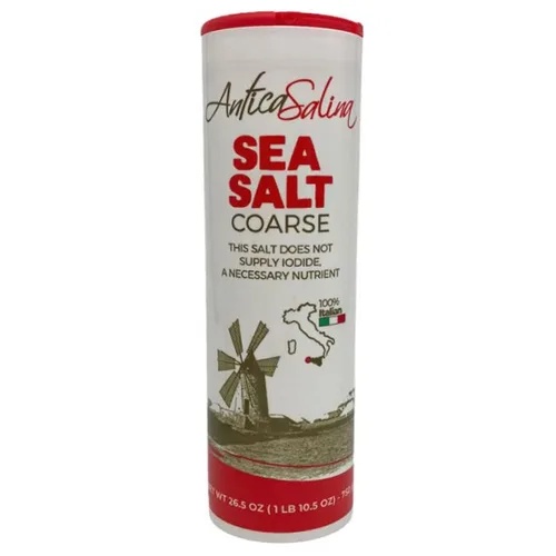 Miniatura 2 de Combo de sal marina fina y gruesa Antica Salina de Trapani, Sicilia Todo natural, gourmet, sin blanquear, Kosher 26.5 oz (750 g) Paquete de 4
