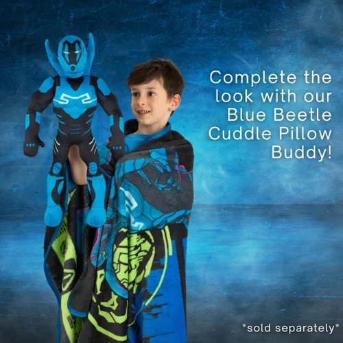 Miniatura 7 de WB Blue Beetle Movie - Manta súper suave de micro raschel para niños, 46 x 60 pulgadas, (producto oficial con licencia) por Franco