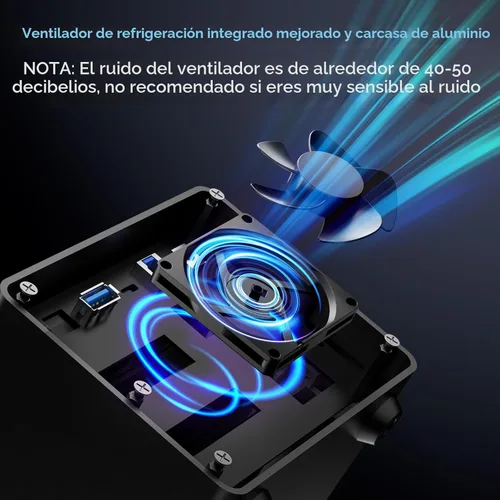 Miniatura 4 de CENMATE Caja de disco duro de 3 bahías con ventilador de refrigeración para HDD/SSD SATA de 2.5"/3.5" con USB A/C 3.0, compatible con 60 TB