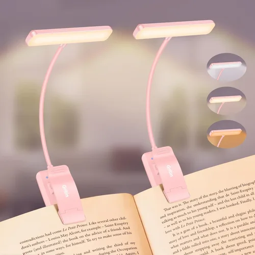 Miniatura 10 de Gritin Luz de Lectura Recargable de 19 LED para Leer en la Cama con Función de Memoria, Cuidado de los Ojos, 3 Temperaturas de Color, Brillo