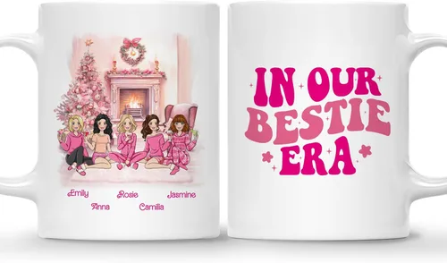 Miniatura 18 de Gossby Taza de café de Navidad personalizada para amigas, regalo de amistad de Navidad personalizado para 2 mejores amigos con diseño, nombre, taza