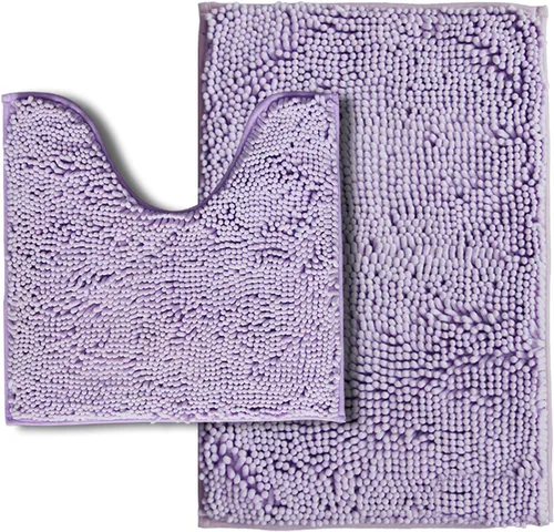 Miniatura 29 de Juego de alfombras de baño de 2 piezas, súper absorbente suave, gruesa, lavable en lavadora, alfombra de baño de chenilla antideslizante, alfombra