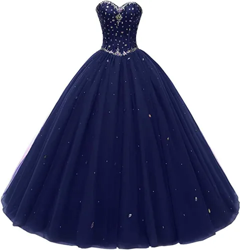 Likedpage - Vestido de tul con escote de corazón para mujer, diseño para bailes, fiestas, graduaciones y quinceañeras