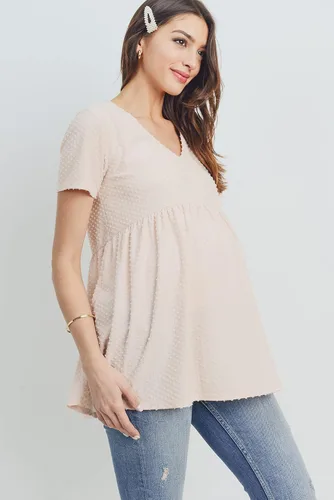 Miniatura 3 de LaClef Top de maternidad plisado frontal con cuello en V para mujer