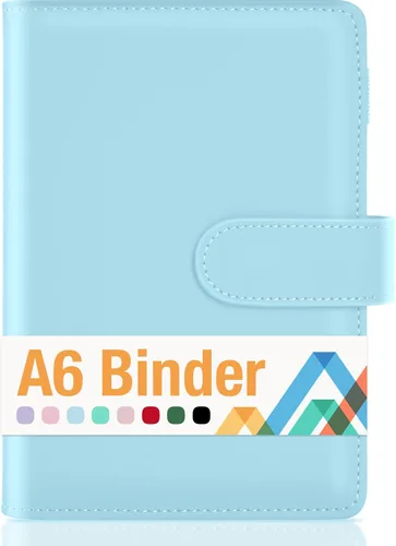 Miniatura 13 de Sooez Carpeta A6 de 6 Anillas, Cubierta de Planificador de Cuaderno Rellenable, Organizador Pequeño de Cuero Carpeta Vacía para Presupuesto, Diario